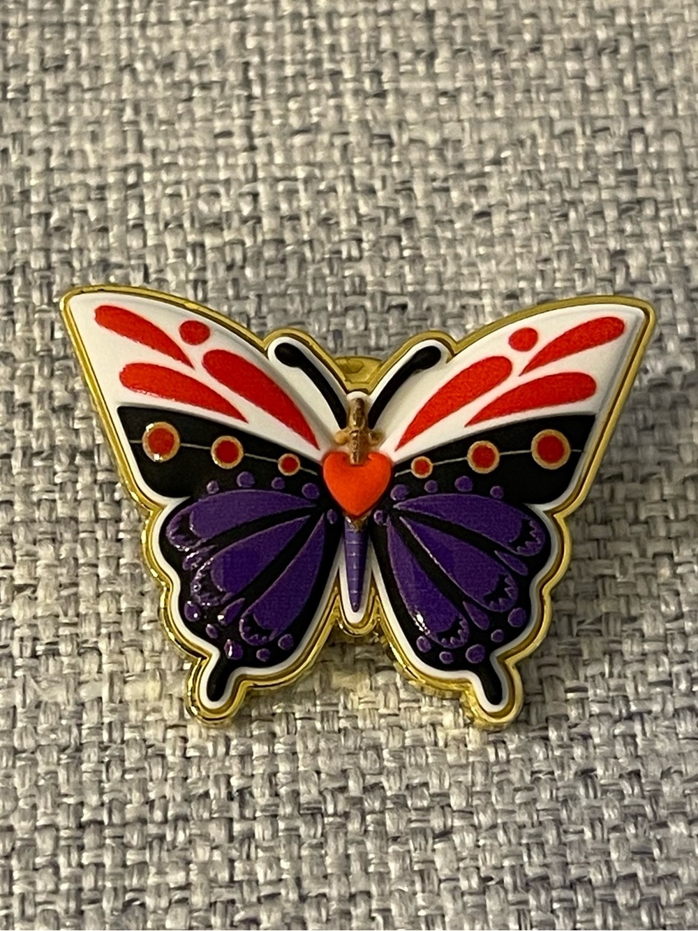 Colorful Butterfly Enamel Pin — Red, Purple, Black